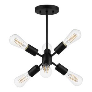 Leonie 16.25 in. 6-Light Matte Black Sputnik Semi-Flush Mount, Ceiling Light